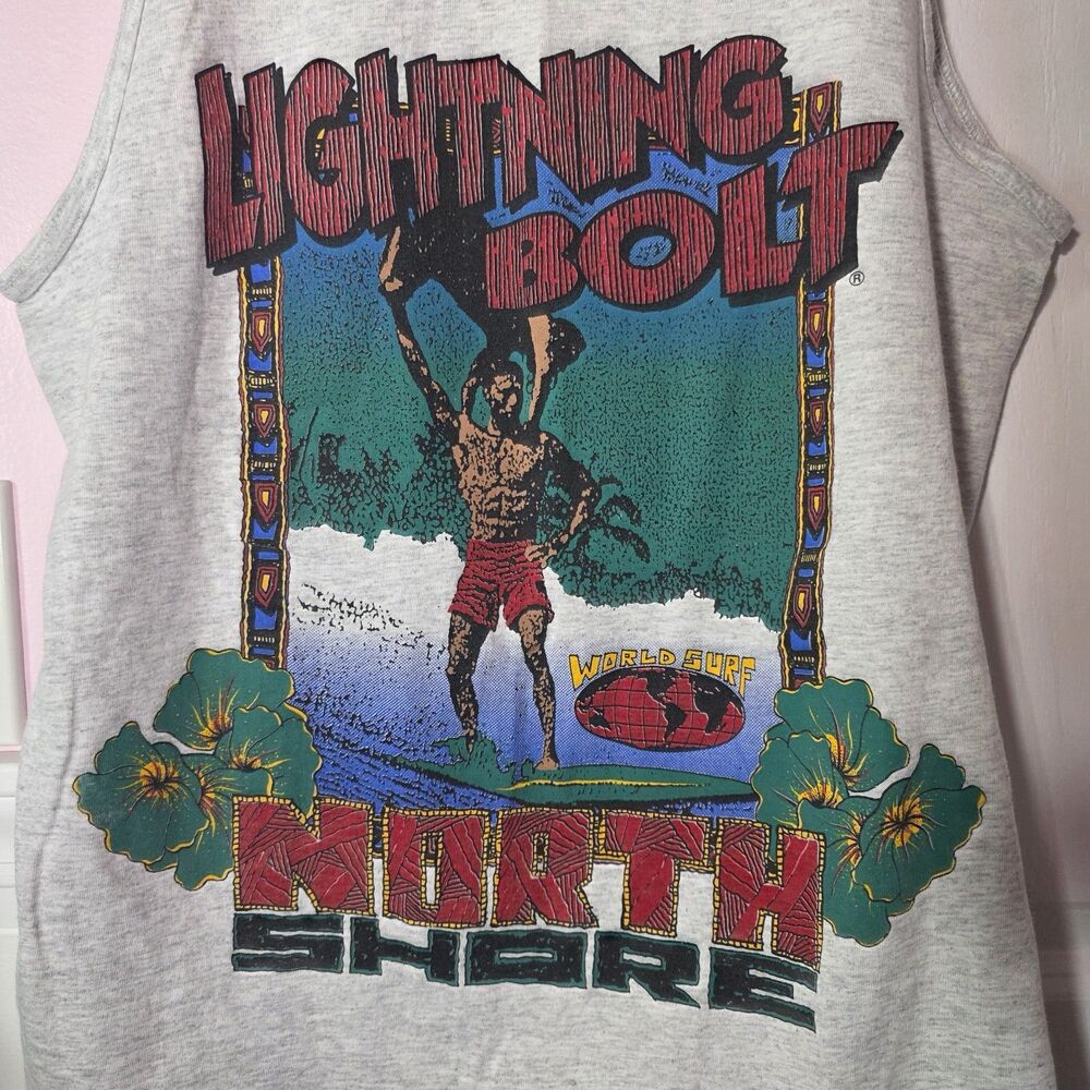 Vintage 90s North Shore Hawaii Lightning Bolt Surf Tank Top Men’s M - Picture 2 of 5